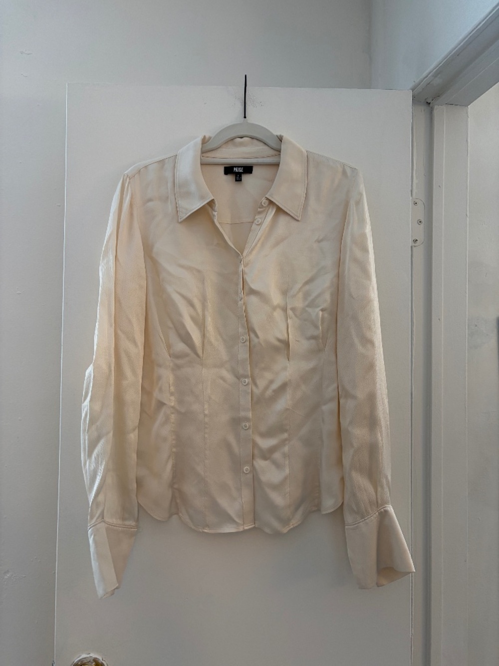 PAIGE Satin Button-Down Blouse - Size 6